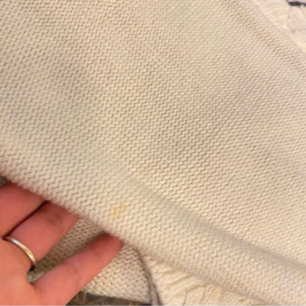 Eddie Bauer Vintage Preppy School girl cotton chunky Knit Vneck white sweater - Picture 3 of 8